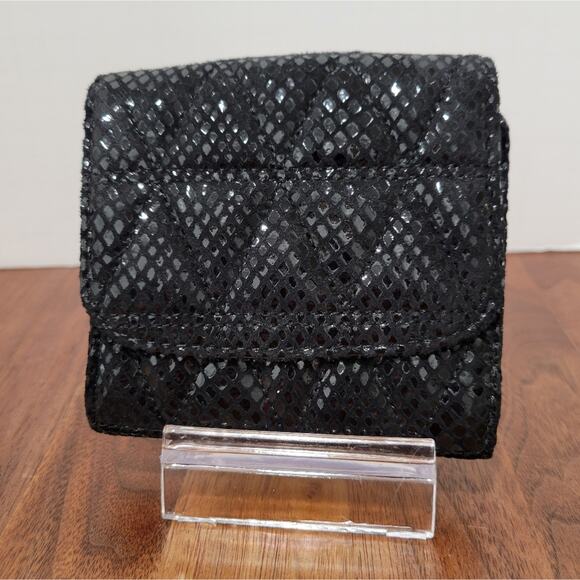 Michael Kors Leather Faux Snakeskin Tri Fold Wallet Card Slots ID Window Gold - Picture 4 of 10